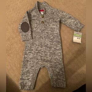 Carter's Gray Knit Baby Sweater Elbow Patches Bodysuit